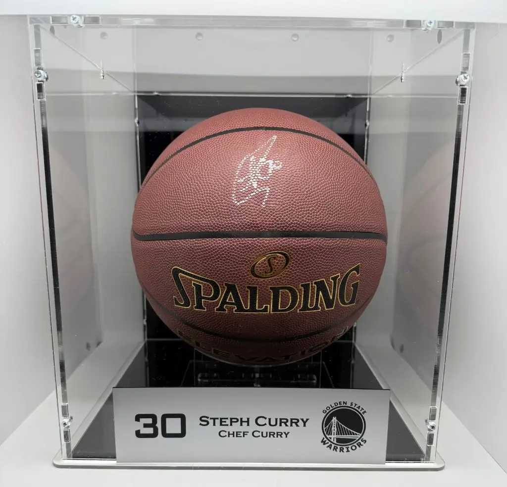 [MEM00154] Stephen Curry Signed Golden State Warriors Basketball - JSA Certified with Luxury Display Case